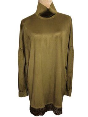 Ursime Western Fringe Microsuede Festival Mini Dress POCKETS Retro Boho Size L